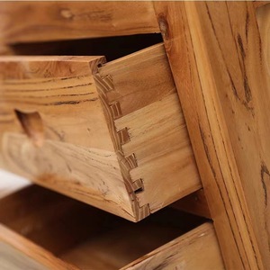 Mobile Angolare Tradizionale in Olmo Antico con 2 Cassetti, 3 Scomparti, Telaio in Ferro e 6 Ripiani per Soggiorno - Product Image 2