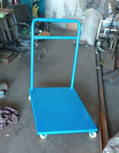 Industrial Heavy Duty Fence <b>Trolley</b> <b>Four</b> <b>Wheel</b> Steel Cart Flat Platform Handcart for Warehouse Material Storage and Handling - Product Image 5