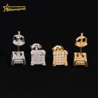 Boucles d'oreilles en argent sterling plaqué or 925 7mm à vis arrière en Moisssanite avec test de diamant glacé au prix de gros