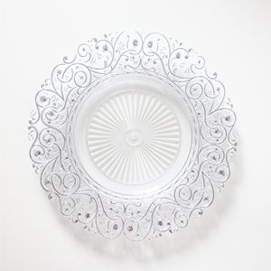 Assiettes de chargeur en plastique réutilisables de haute qualité pour les assiettes de chargeur transparentes rondes d'événement de mariage avec fleur évidée - Product Image 6