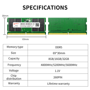 PUSKILL Vente en gros de mémoires DDR5 Sodimm 8 Go 16 Go 32 Go 1,1 V 4800 MHz 5200 MHz 6400 MHz pour ordinateurs portables - Product Image 5