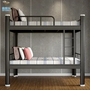 Guangdong Pabrik Double Twin Tempat Tidur Susun Katil 2 Tingkat Tempat Tidur Besi 2 Susun Stackable dan Separable Logam Tempat Tidur