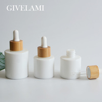 Botol Minyak Esensial Kaca Porselen Putih 30ml 60ml 1oz 2oz dengan Tutup Bambu, Laris Terjual