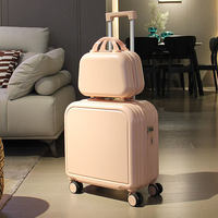 Valise à roulettes légère et compacte pour homme et femme, 18 pouces, avec serrure à combinaison, ensemble de bagages de voyage