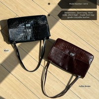 Sac à bandoulière en cuir de vachette pleine fleur gaufré façon croco pour femme, sac rétro brillant à rabat, sac à main en cuir véritable pour femme