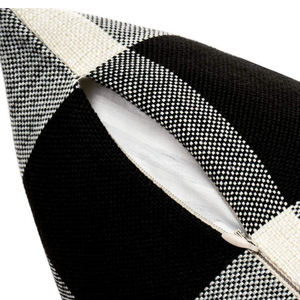 Black and white checkered cotton and linen pillowcase, linen throw pillowcase, sofa pillowcase (without pillow <b>insert</b>), easy to - Product Image 5