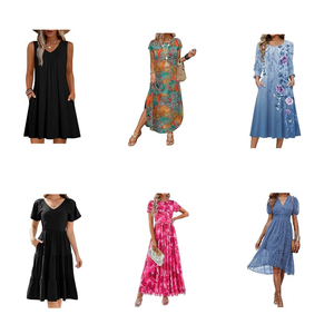 Robes pour femmes à porter au quotidien, styles variés, col et manches diversifiés, options de tissus variées, vente en gros, prêtes à être expédiées - Product Image 2