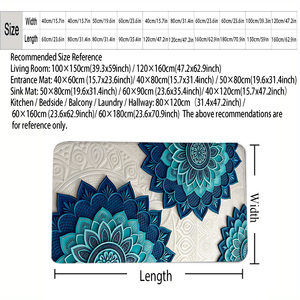 Luxury <strong>Blue</strong> Teal Mandala <strong>Bath</strong> <strong>Mat</strong> Ultra Absorbent Non Slip Rug Modern Hotel Bathroom Floor Decor Quick Dry Water Soaking <strong>Mat</strong> - Product Image 4