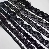 Dentelle noire sexy à bordure en dentelle, en spandex mélangé, petite dentelle florale élastique pour robes et lingerie, en stock