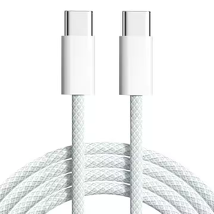<span class=keywords><strong>Cable</strong></span> <span class=keywords><strong>Original</strong></span> <span class=keywords><strong>de</strong></span> Nailon Trenzado Doble USB C <span class=keywords><strong>de</strong></span> 60W, 1M, Carga Rápida Tipo C a Tipo C para <span class=keywords><strong>iPhone</strong></span> 16 15 Pro Max Plus iPad - Product Image 1