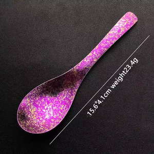 Cuillère en titane pur, finition fleur de glace colorée, légère, réutilisable, pour le camping et les activités de plein air, logo personnalisé - Product Image 4