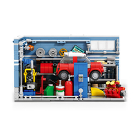 Kit de Construcción de Mini Garaje de 746 Piezas, Taller Retro con Elevador Hidráulico Móvil y Neumáticos Desmontables - Reparación de Autos Triangular Apilable