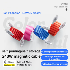 Cable de Carga Magnético Tipo-<span class=keywords><strong>C</strong></span> a <span class=keywords><strong>C</strong></span> de 240W, Enrollable, Trenzado, Personalizable OEM, Múltiples Colores, para Compras al por Mayor a Nivel Global - Product Image 2
