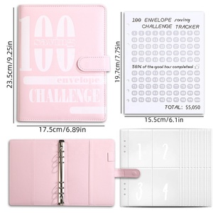 Nuove <span class=keywords><strong>buste</strong></span> 100 salvaschallenge Binder risparmio denaro, libro sfide risparmio A5 con <span class=keywords><strong>buste</strong></span> e Tracker - Product Image 2