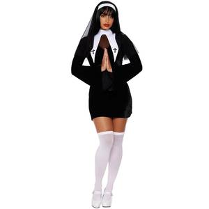 Nuevo Disfraz de Monja Sexy para Mujer, Disfraz de Sacerdote Negro para Halloween - Product Image 6