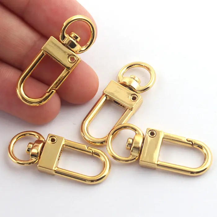 Ouro liga metal pequeno saco giratório snap clip gancho para cordão