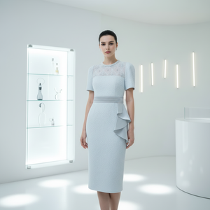 ZYHT 50963 boncuklu taş kristal lüks parti kadın elbise yaz zarif Bodycon kokteyl jakarlı elbiseler - Product Image 1