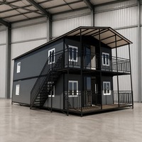 Module de conteneur modulaire extensible à double aile, 40 pieds, pour maison compacte habitable 3 chambres et espace d'activités étendu, exportable