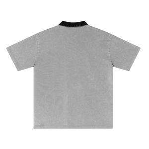 ODM OEM 制造商可定制 LOGO 休闲宽松版型酸洗男士 Polo 衬衫 - Product Image 2