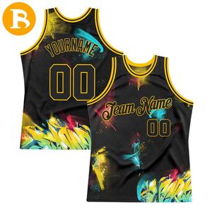 Manches courtes odm drôle coloré modèle de conception d'équipe personnalisé noir blanc maillot de basket réversible ensemble maillot de basket personnalisé - Product Image 2