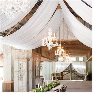 <b>White</b> <b>Chiffon</b> Wed Drape Backdrop Wedding Party Event Ceiling Drapes Wedding Decoration Custom Sizes Ceiling Curtain Drape - Product Image 4