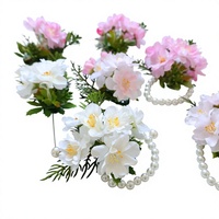 Yi Ya Ge 2598 Bunga Sutra Buatan Tangan Motif Bunga Sakura & Bunga Persik untuk Boutonniere & Bunga Pergelangan Tangan Pengantin Pria & Wanita & Tamu
