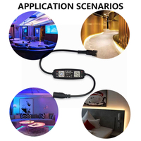 Mini Controlador LED USB 5V con Atenuador, Controlador SPI BT, DC 12-24V, 2048 Píxeles, Aplicación Inteligente con Control Remoto RF de 28 Teclas para Tira de Luces Mágicas WS2812 2811