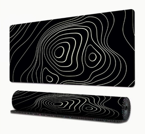 Tapis de souris de jeu grand format certifié BSCI avec <span class=keywords><strong>carte</strong></span> topographique, tapis de bureau noir avec base en caoutchouc antidérapante et bords surpiqués - Product Image 2