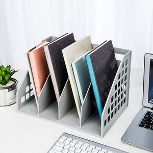 Deli <b>File</b> Rack 4-Piece Set Gray Plastic Desktop Organizer Letter Holder <b>Storage</b> <b>Box</b> - Product Image 2