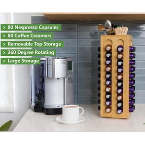 1 support de Capsules de café en bambou, joli Design, <span class=keywords><strong>porte</strong></span>-dosettes, rangement de 80 Capsules - Product Image 5