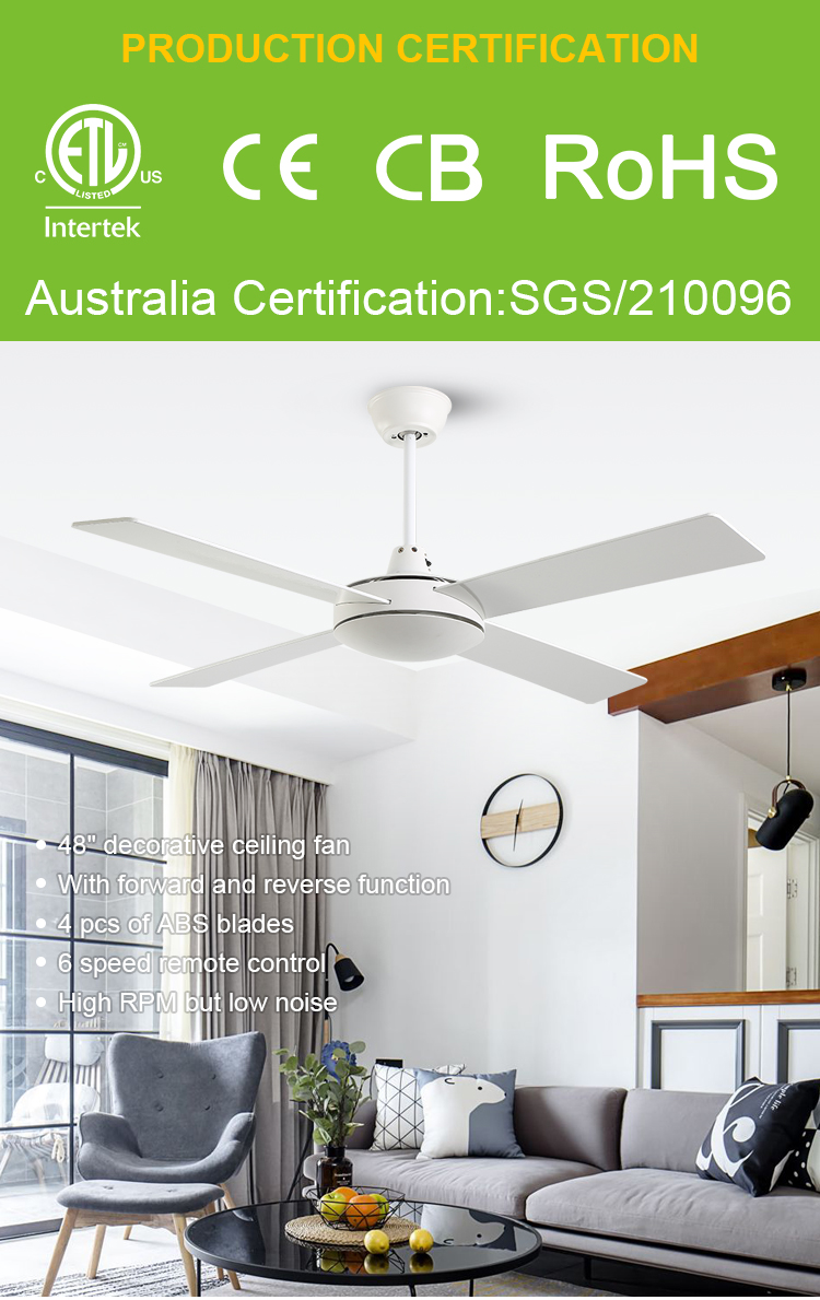 Breezelux Classic White Natural Wind Remote Control Electric Power LED Ceiling Fan Light