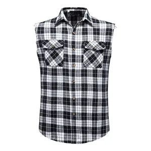 2023 Summer New European Size Men's Casual Sleeveless Shirt Fashion Check Multi Color Shirt