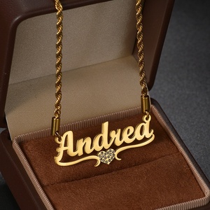 Wholesale Personalized <b>Name</b> Pendant Necklace Gold Plated Stainless Steel <b>Chain</b> Couple <b>Name</b> Heart Shape Necklace - Product Image 1