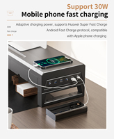 Nouveau support de bureau pour ordinateur portable/moniteur avec charge sans fil, hub USB 3.0, tiroirs, métal noir