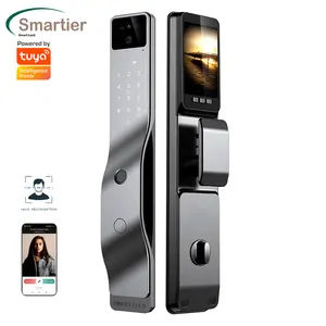 Smartier Serrure de porte intelligente à empreinte digitale numérique entièrement automatique Reconnaissance faciale 3d avec caméra Cerradura Tuya Serrure en aluminium Wifi