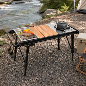 <span class=keywords><strong>Mesa</strong></span> de Cocina Modular Portátil, Altura Ajustable, de Aluminio y Acero Inoxidable, <span class=keywords><strong>Mesa</strong></span> Plegable Táctica IGT para Camping, Barbacoa y Cocina - Product Image 2
