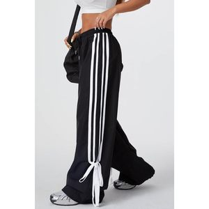 Pantalones Anchos Y2K para Mujer, Pantalones Deportivos Largos con Cintura Elástica a Rayas, Pantalones Paracaídas, Tejido Transpirable, Cintura Alta - Product Image 3
