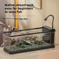 Aquarium de bureau robuste en acrylique avec un design de style ruisseau écologique pour petits et moyens poissons