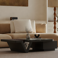 Table basse en marbre irrégulier de luxe italien, table en pierre artistique haut de gamme pour salon