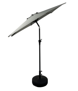 2.7 M Anti-Vent Effet <span class=keywords><strong>Bois</strong></span> Finition Parasol Poteau En Aluminium avec Tuile <span class=keywords><strong>et</strong></span> Manivelle UPF Résistant <span class=keywords><strong>Auvent</strong></span> Gris - Product Image 2