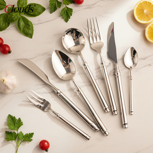 Ensemble de Couverts de Table en Acier Inoxydable de Luxe, Qualité Fourniture de Fête, Couteau <span class=keywords><strong>Fourchette</strong></span> et Cuillère, Vaisselle de Mariage, <span class=keywords><strong>Argent</strong></span>é, pour Restaurants et Hôtels - Product Image 2