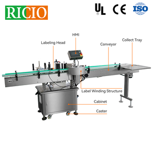 Ricio OEM OEM เครื่องติดฉลากแบบหมุนทรงขวดแก้วทรงกลมแบบอัตโนมัติมีกาวในตัวขนาดเล็กติดได้เอง - Product Image 2