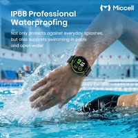 Reloj Inteligente Miccell IP68 con Llamadas Bluetooth, Monitor de Ritmo Cardíaco, Modo Deportivo, Resistente al Agua, Multifuncional para Deporte y Viajes