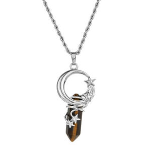 Collier pendentif hexagonal en cuivre avec étoile et lune pour la méditation des chakras et le yoga - Product Image 5