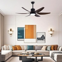 Ventilateur de plafond à moteur CC à 6 pales et 6 vitesses avec télécommande Lampe LED de 54 pouces Design moderne économe en énergie