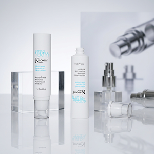 Tubo Cosmético de Plástico Blanco Nacomi de 1.7 oz 50 ml con Tapa de Bomba, Acabado Mate, Impresión Offset y Etiquetado - Product Image 4