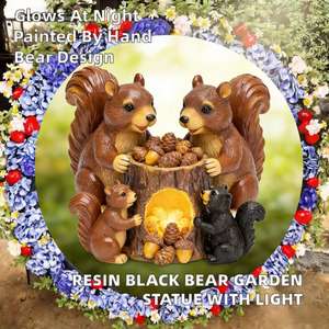 魅力的なリスの家族のドングリ収納置物、樹脂製屋外装飾 - Product Image 2