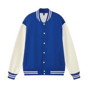 Color Block Drop Shoulder Baseball Jacket Custom Trendy Baseball <b>Work</b> Wear Coat Men Women Logo Clothing Customization - Product Image 3