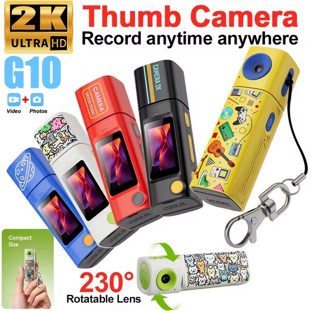 Kids Digital Camera 2K Mini Video Camcorder Rechargeable Pocket Camera with Rotating Lens LCD Display Children Birthday Gift