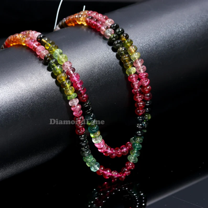 Perles de pierres précieuses multi-tourmalines 100% naturelles, forme ronde, 5,5-6,5 mm, lisses, pour la fabrication de bijoux, collier multicolore, 14 pouces - Product Image 4
